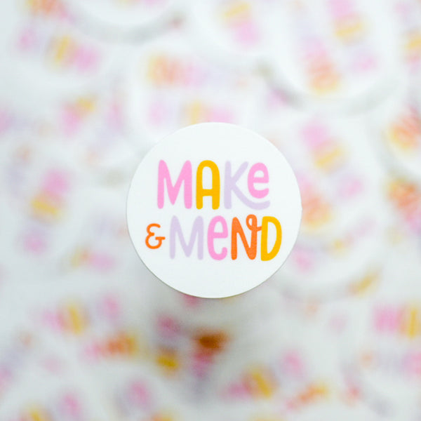 Mini Make & Mend Sticker in White