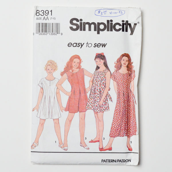 Simplicity 8391 Girls' Jumpsuit Sewing Pattern Size AA (7-10) Default Title