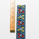 Blue, Red + Yellow Floral Woven Trim, 1.5" Wide - By The Yard Default Title