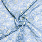 Blue + Cream Floral Lace Fabric with Scalloped Edge, 60" Wide - By The Yard Default Title