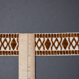 White + Dark Golden Brown Chenille Woven Trim, 2" Wide - By the Yard Default Title