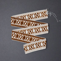 White + Dark Golden Brown Chenille Woven Trim, 2" Wide - By the Yard Default Title