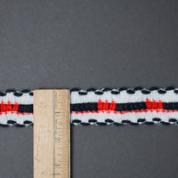 White, Red + Black Thick Woolly Woven Trim, 1.5" Wide - By the Yard Default Title