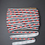 White, Red + Black Thick Woolly Woven Trim, 1.5" Wide - By the Yard Default Title