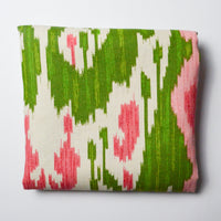 Pink + Green Ikat Print Linen Woven Fabric, 54" Wide -  By the Yard Default Title