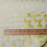 Cream + Neon Yellow Pineapple Jacquard Silky Woven Fabric, 50" Wide - By the Yard Default Title