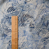 Blue + White Leaf Pattern Batik Quilting Cotton Fabric, 44" Wide - By the Yard Default Title