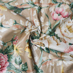 Tan Floral Woven Fabric - 54" Wide - By The Yard