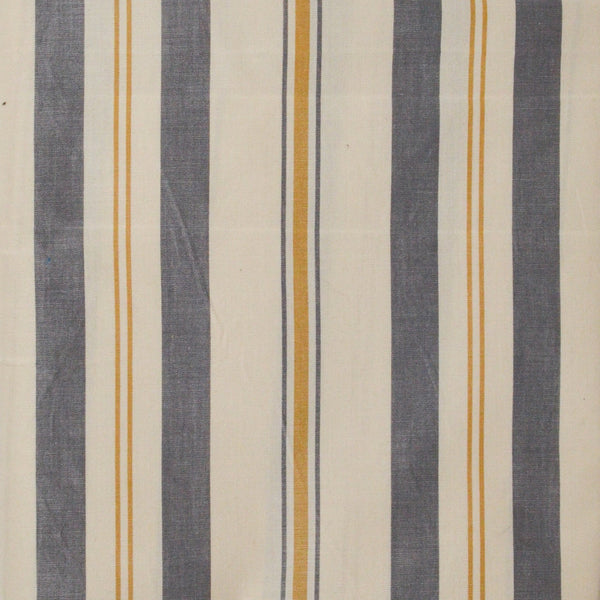 Grey, Tan + Yellow Striped Woven Cotton Fabric - 50" Wide - By The Yard