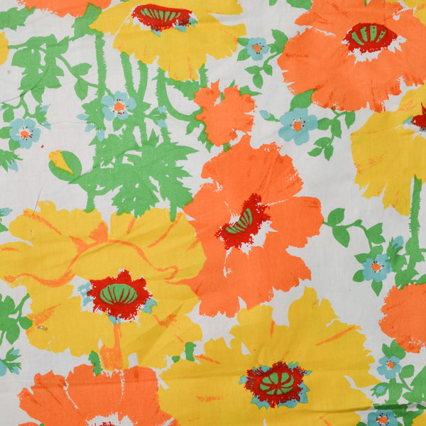 Yellow + Orange Floral Woven Fabric - 46" Wide - By The Yard