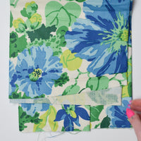 Blue + Green Large Scale Floral Woven - 52" Wide - By The Yard