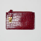 Red Faux Alligator Card Holder Default Title