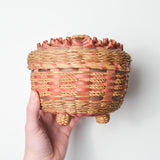 Round Wicker Basket with Lid + Feet Default Title